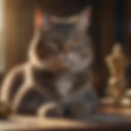 A mystical tarot spread featuring cat-inspired cards