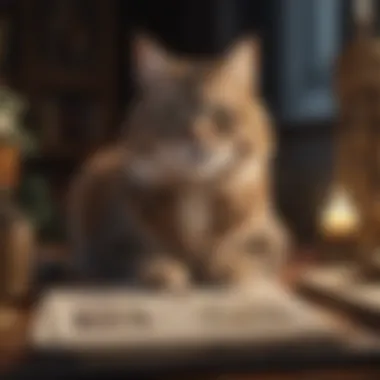 A serene setting where tarot reading takes place with a cat present