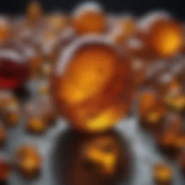 A vibrant display of various types of amber, highlighting their unique colors.