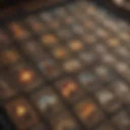 A digital tarot card spread displayed on a computer screen, showcasing various cards with intricate designs.