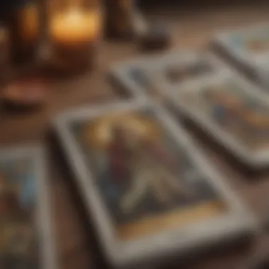 Intricacies of Tarot Illustrations Close-up of tarot cards showcasing intricate illustrations