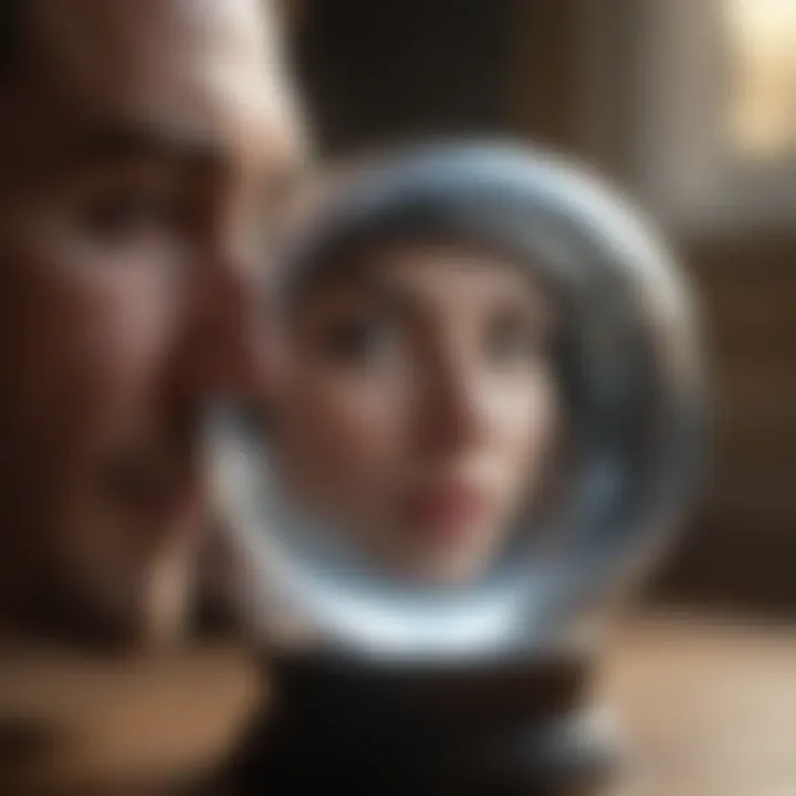 A close-up of a person gazing into a crystal ball