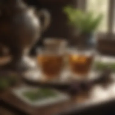 Capturing Insights Through Reflection A journal beside tarot cards and a cup of herbal tea