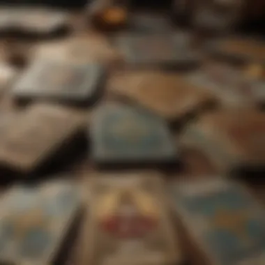 Focus on Major Arcana Card An array of tarot cards laid out with a focus on a major arcana card