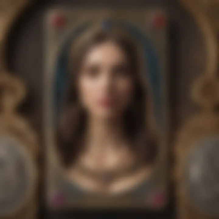 Close-up of tarot cards featuring vivid illustrations and symbols