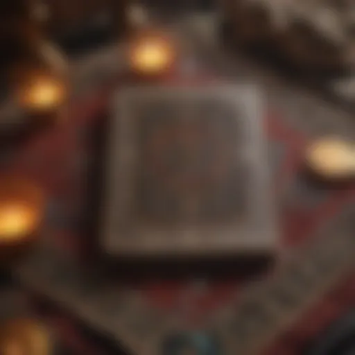 A beautifully arranged tarot card spread on a mystical cloth