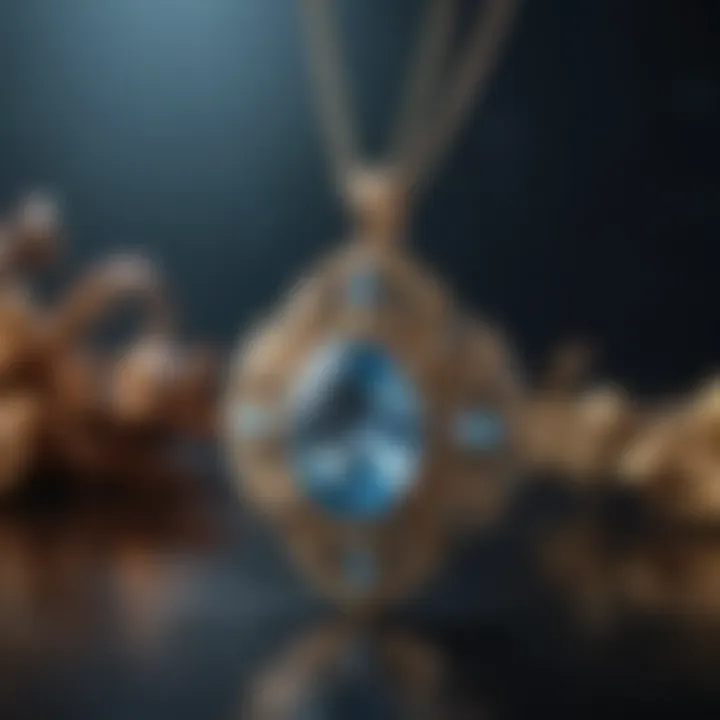 A stunning blue topaz pendant displayed against a textured background