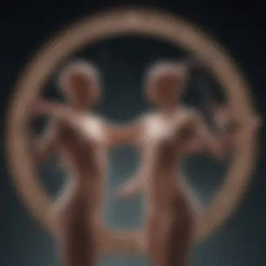 A visual representation of Cancer and Libra in a cosmic dance, highlighting their contrasting traits.