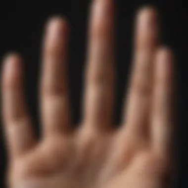 A detailed close-up of palm lines showcasing various features of palmistry.