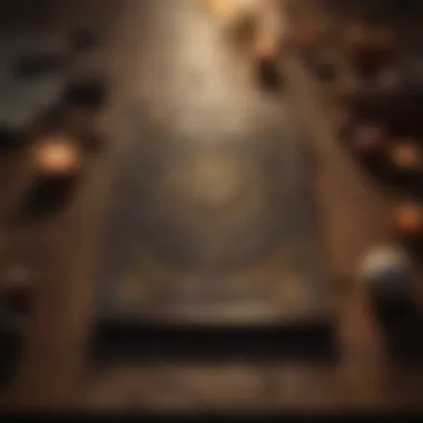 Mystical Tarot Card Spread A mystical tarot card spread on a wooden table