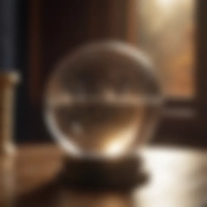 A crystal ball reflecting different readings