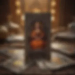 An artistic arrangement of tarot cards spread on a mystical background.