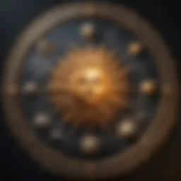 Celestial chart depicting sun, moon, and rising signs