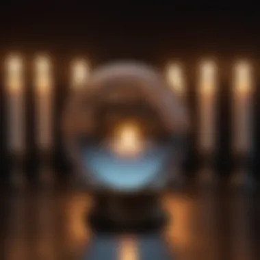 A crystal ball surrounded by candles, embodying intuition and psychic abilities.