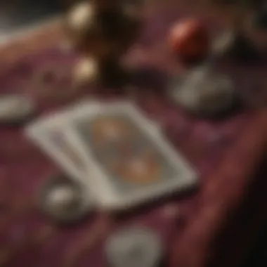 Tarot Card Spread for Pregnancy Insights Tarot cards spread on a velvet cloth, symbolizing insights into pregnancy.
