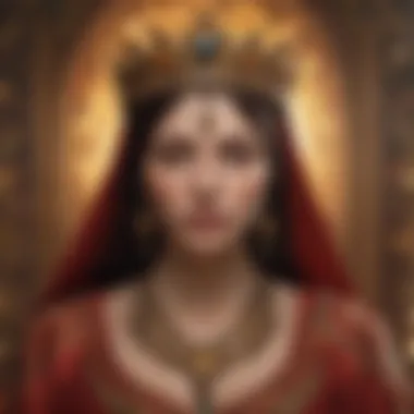 The Empress Tarot Card: Symbol of Fertility A close-up of a tarot card depicting the Empress, associated with fertility and motherhood.