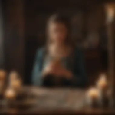 Spiritual Setting for Tarot Reflection A serene setting with candles and tarot cards, representing spiritual reflection on pregnancy.