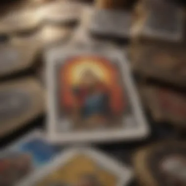 Insightful Tarot Card Spread Close-up of tarot cards spread revealing insights