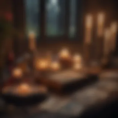 Serene Tarot Reading Setting A serene setting with candles and tarot cards for a reading