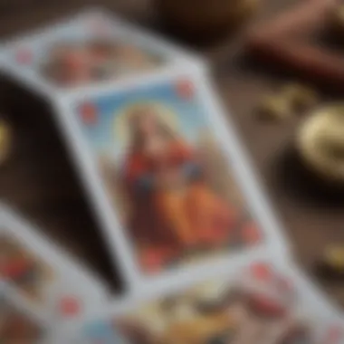 A close-up of tarot cards being shuffled with intention