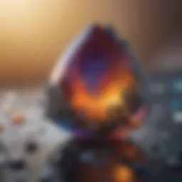 A close-up view of a dazzling opal stone showcasing its vibrant play of colors.