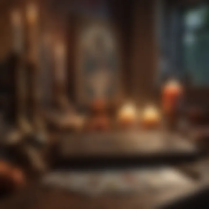 A serene setting with candles and tarot cards, symbolizing peace and clarity.