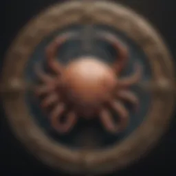 Symbol of the Cancer zodiac sign with astrological elements