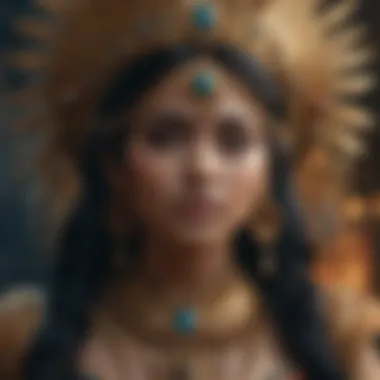 Kali: The Fierce Goddess The fierce depiction of Kali adorned with intricate jewelry and a backdrop of cosmic energy.