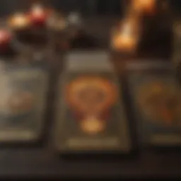 A digital tarot card reading interface showcasing a spread of cards.