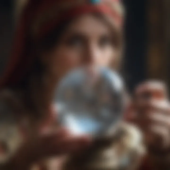 A clairvoyant gazing into a crystal ball