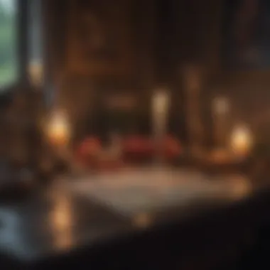 Inviting Tarot Reading Atmosphere A serene setting with candles and crystals, creating an inviting atmosphere for tarot readings