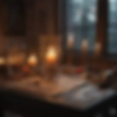 Serene Tarot Consultation Setup A serene setup for an online tarot consultation with candles and crystals