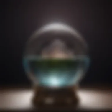 Close-up of a crystal ball reflecting light