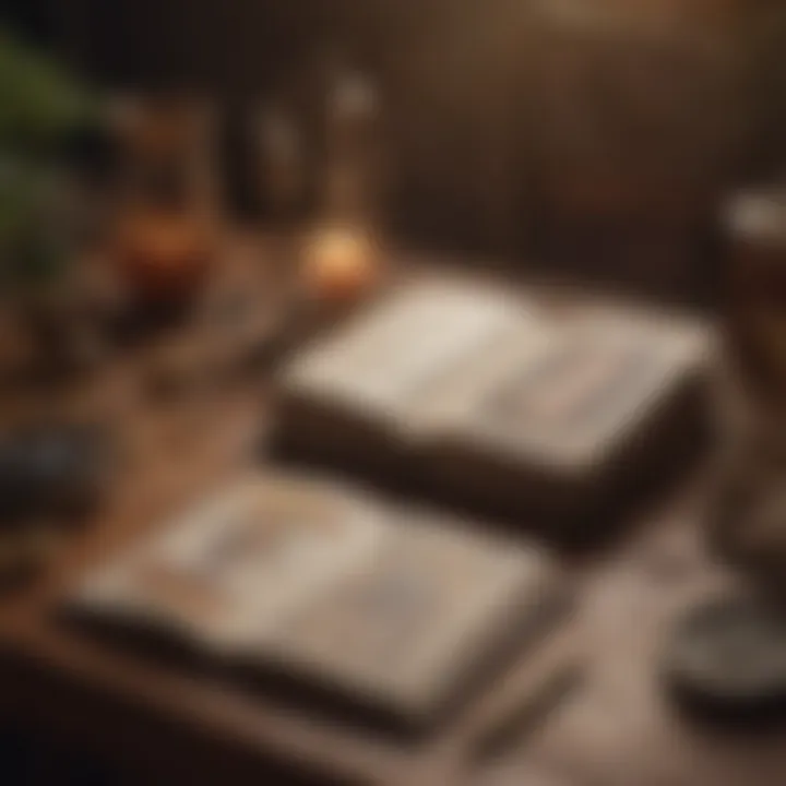 An open tarot book alongside a notebook, symbolizing self-discovery.