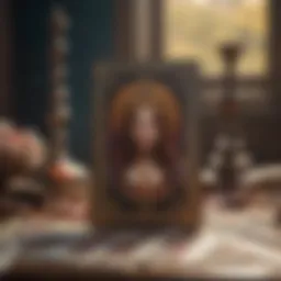 Tarot cards spread on a mystical background