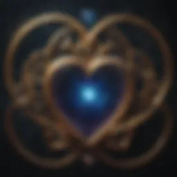Cosmic symbols intertwined with heart motifs