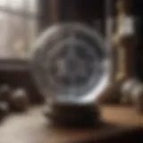 A crystal ball surrounded by mystical symbols