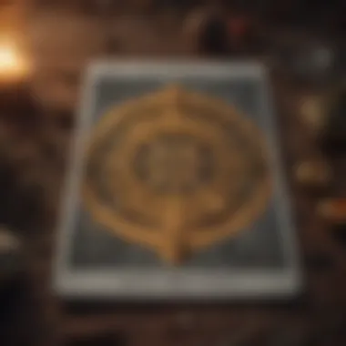 Symbolic Reveal of a Tarot Card A tarot card being turned over, revealing a symbolic image that sparks curiosity.