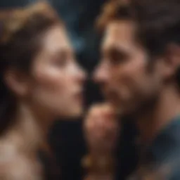 A mystical connection between two souls depicted through ethereal lighting.