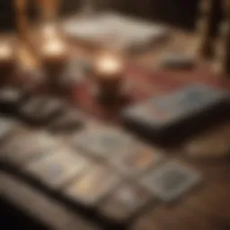 Tarot cards spread on a table
