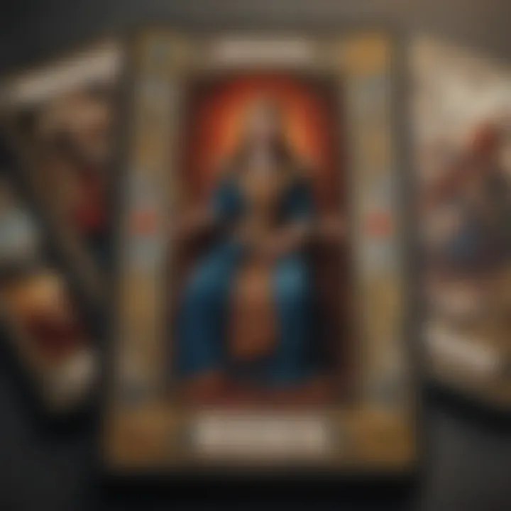 A digital illustration of a tarot card layout, symbolizing modern interpretations of traditional practices.