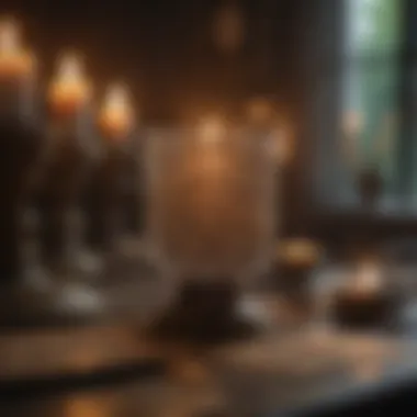 Serene Setting for Tarot Reading A serene setting with candles and crystals to enhance a tarot reading atmosphere