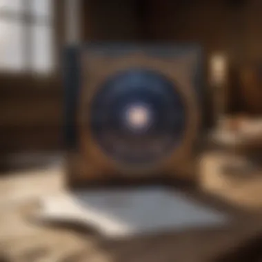 An open astrology book with celestial charts on a wooden table