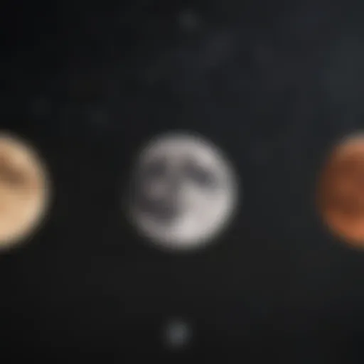 Lunar phases illustrated in an artistic representation