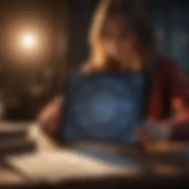 Engaged in Astrological Exploration A person reading an astrology PDF on a tablet