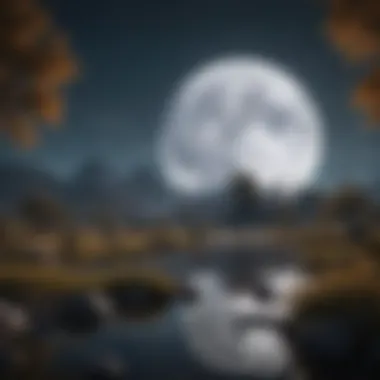 Serene Full Moon Landscape A serene landscape under a full moon, invoking a sense of magic and serenity.