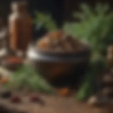 Herbs and Ingredients for Spells A close-up of herbs and ingredients commonly used in spellcasting, arranged aesthetically.