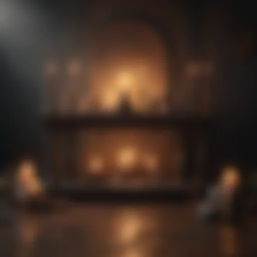 A mystical altar adorned with candles and crystals, symbolizing the essence of witchcraft.