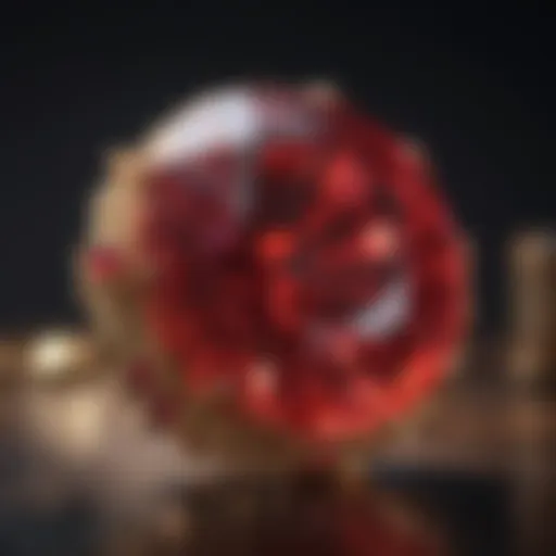 Close-up view of a stunning ruby gemstone