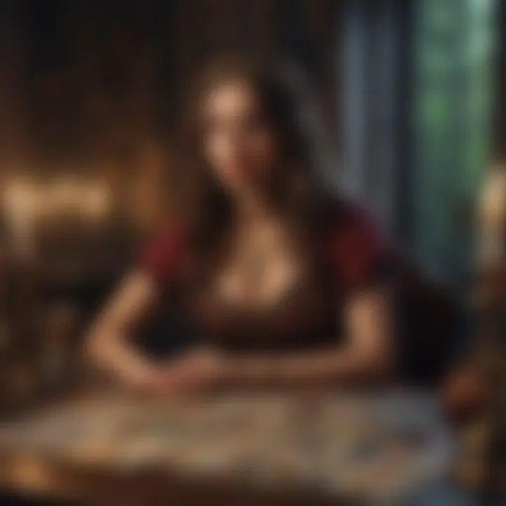 A professional tarot reading session showcasing client-practitioner interaction